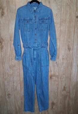 Anthropologie Pilcro & the Letterpress Denim Jumpsuit Womens Small Long Utility